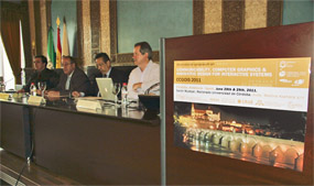CCGIDIS 2011 - Presentation and Authorities: Sr. Director del Grupo de Investigación EATCO de la Universidad de Córdoba, D. Carlos de Castro Lozano - Guacho :: Sr. Concejal Delegado de Empleo y Presidente del Instituto Municipal de Desarrollo Económico y de Empleo de Córdoba, D. Ricardo Rojas Peinado :: Sr. Vicerrector de Tecnologías de la Información y de las Comunicaciones, D. Juan Antonio Caballero Molina, University of Córdoba :: Fco. Vicente C. Ficarra, ALAIPO & AINCI – coordinator